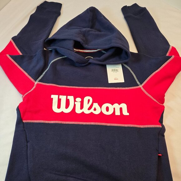 WILSON Kids' Classic Colorblock Fleece Hoodie Sz: L Navy/Red/White - Picture 8 of 12